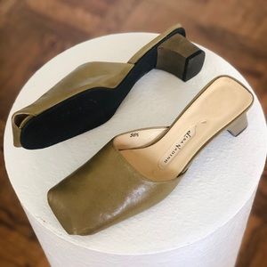 Vintage Leather Square Toe Mules
